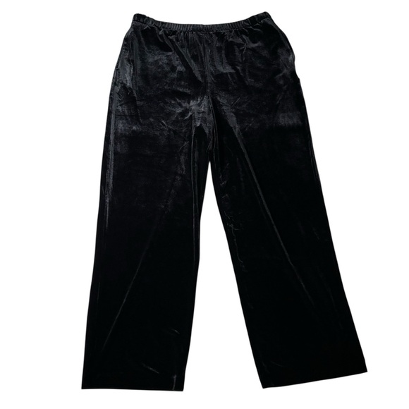 Talbots Velvet Wide-Leg Pull-On Pants Casual High Rise Pockets Size Large Petite - Picture 1 of 15